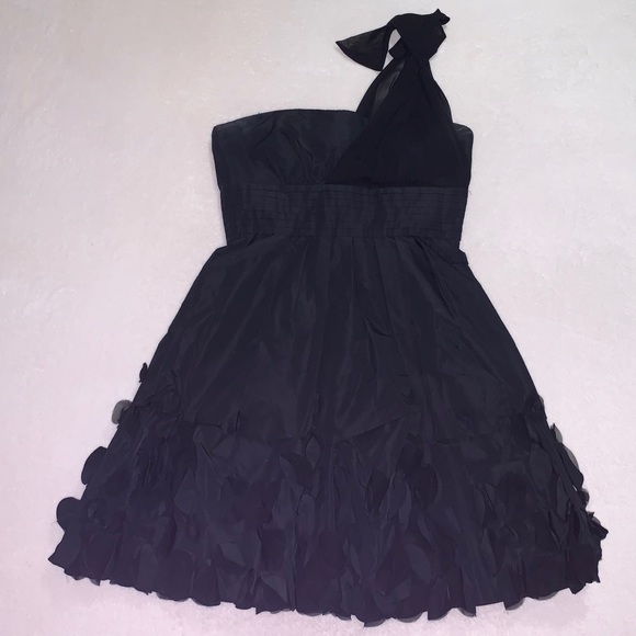 BCBG Maxazria One-Shoulder Black Taffeta Dress - Picture 3 of 7